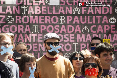 Imagen A.A. Performance contra la ley mordaza 2014
